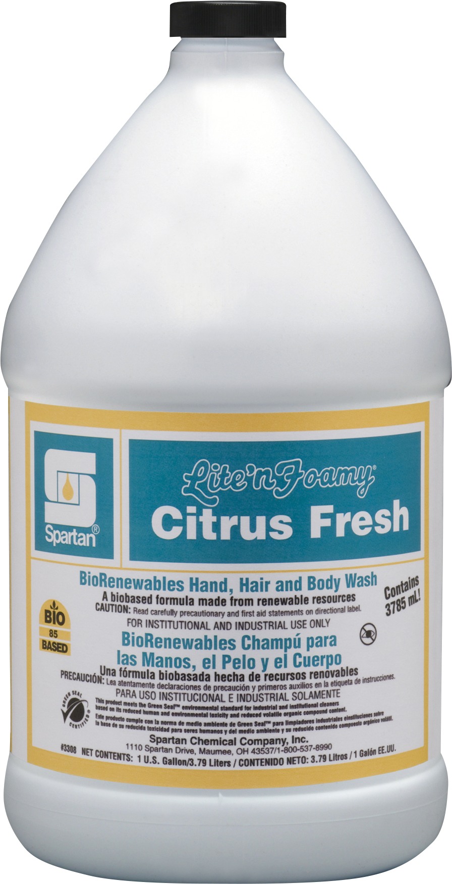 330804 Lnf Citrus Fresh - Spartan Chemical Spartan 3308-04 Lite'n Foamy Hand, (1449x2028), Png Download