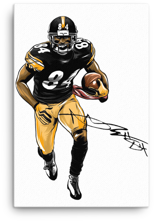 Antonio Brown Driving It Down Signature Art Canvas - Football Helmet (1000x1000), Png Download