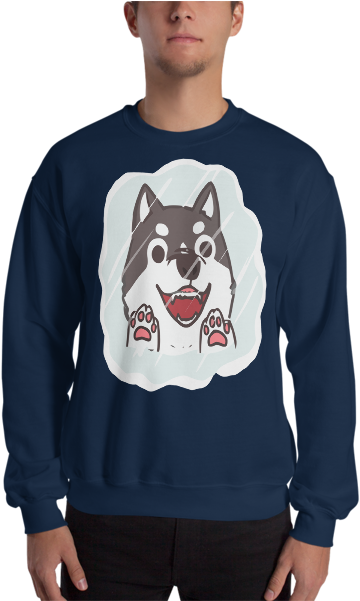 Siberian Husky Cute Cartoon Face Artwork Vectorize - Sweatshirt (600x600), Png Download