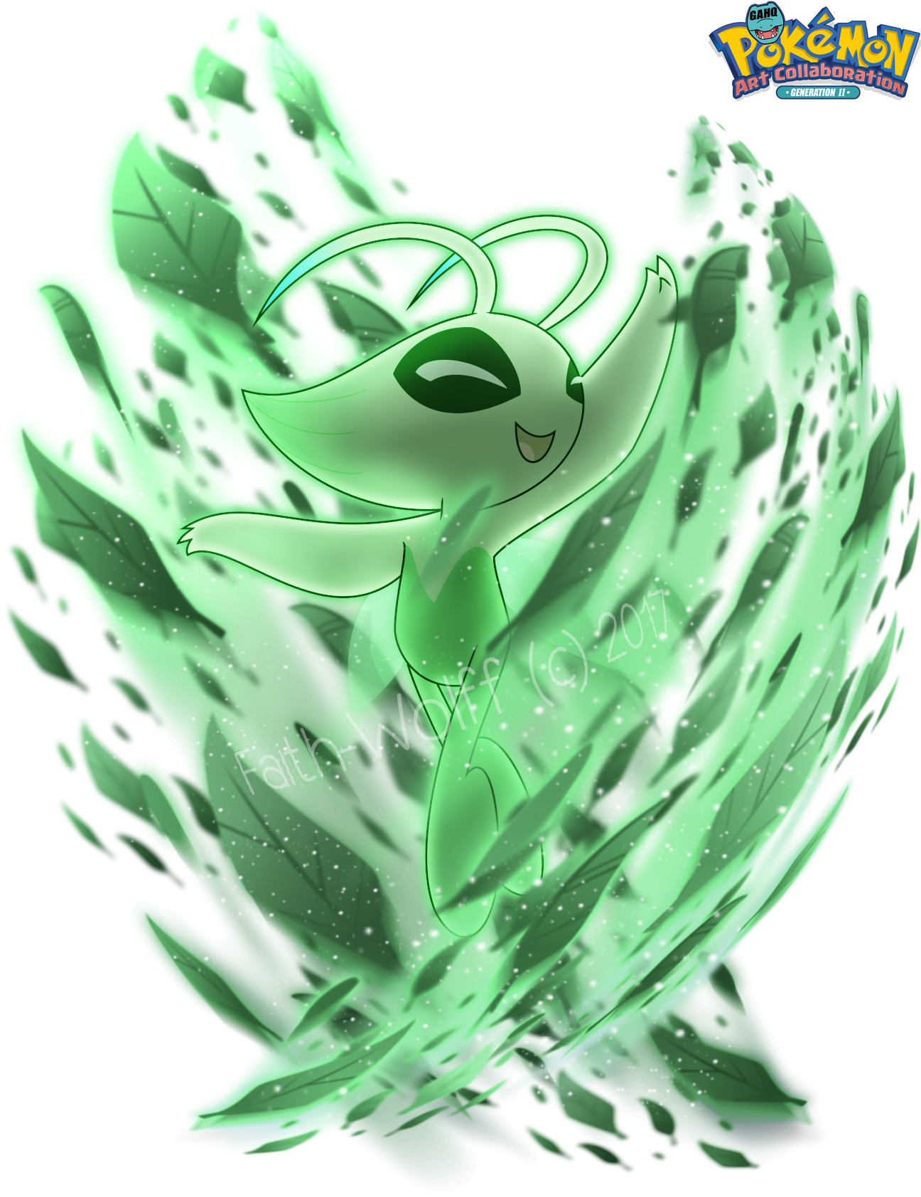 #251 Celebi Used Leaf Storm And Heal Bell In The Game - Pokemon Celebi Fanart Png (1362x1682), Png Download