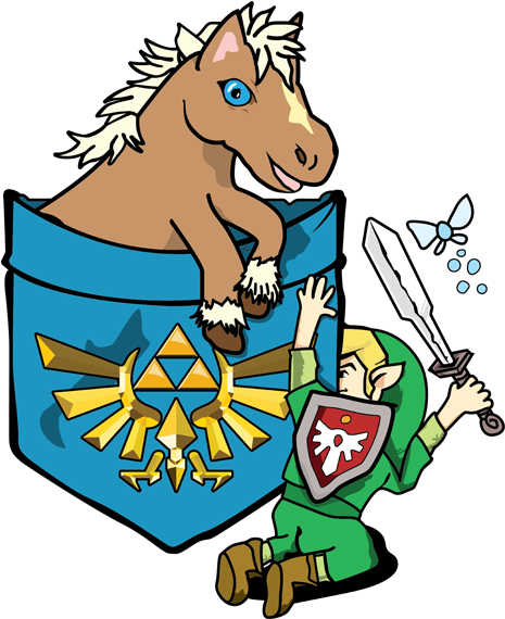 Link Pocket-tee Epona Breath Of The Wild Switch Teepublic - Cartoon (800x600), Png Download