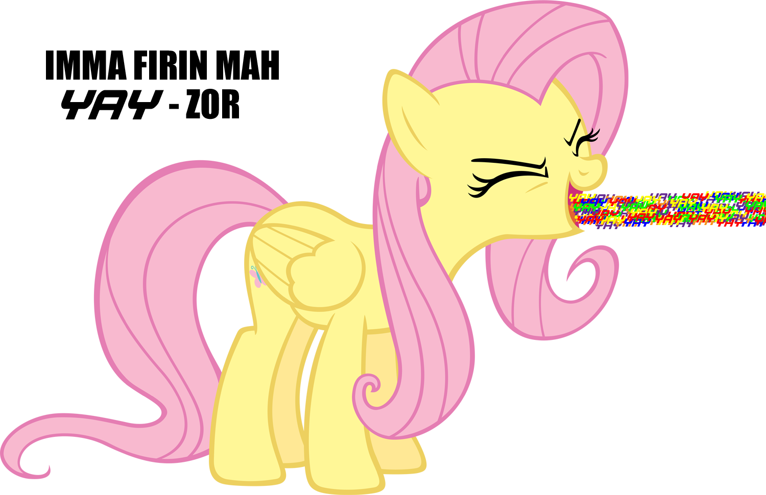 Caption, Eyes Closed, Female, Fluttershy, Flutteryay, - Imma Firin Mah Lazer Transparent Background (1500x970), Png Download