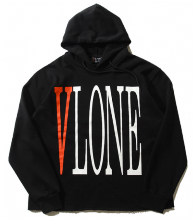 Vlone Logo Hooded Sweater Unisex - Vlone Black Red Hoodie (650x932), Png Download