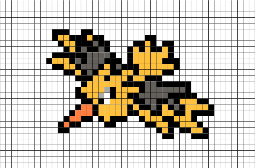 Pixel Art Pokemon Zapdos (880x581), Png Download