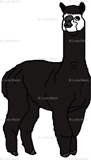 Masquerade Alpaca Black And White Animal Fabric Fabric - Alpaka-felsen-bauernhof-tageshellbraunes Notizblock (450x699), Png Download