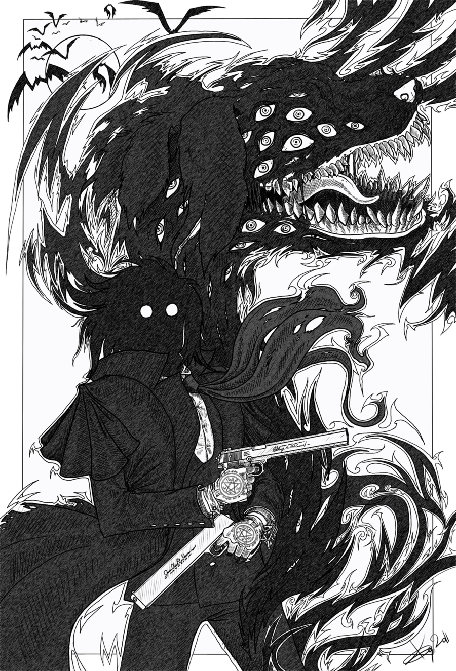 Alucard By Koggg - Alucard Drawing White And Black (900x1325), Png Download