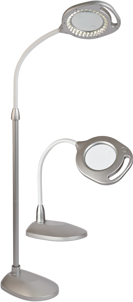 Ottlite 2 In 1 Led Magnifier Floor And Table Light - Ottlite 2 In 1 Magnifier Floor & Table Lamp Silver (1000x1000), Png Download