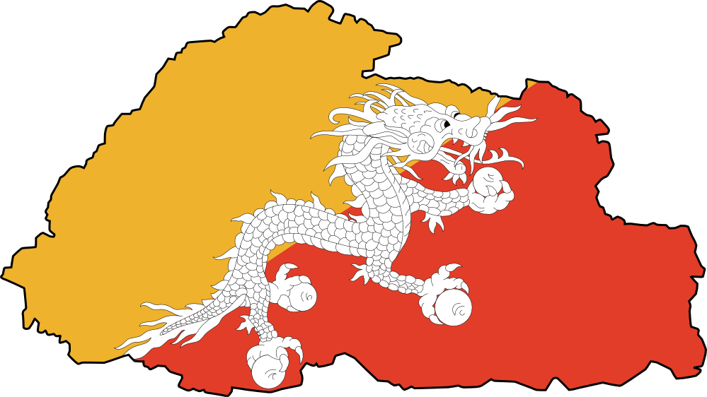 Flag Map Of Bhutan Drapeau Bandiera Bandeira Flagga - Hard Flag To Draw (999x562), Png Download
