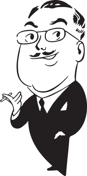 Cartoon Man Smoking Clip Art From - Black And White Cartoon Pictures Smoking (297x600), Png Download
