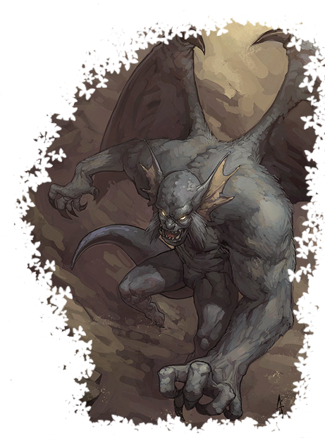 Enormous Humanoid Statues With Powerful Wings, Gargoyles - Gargoyle Gwent (461x622), Png Download