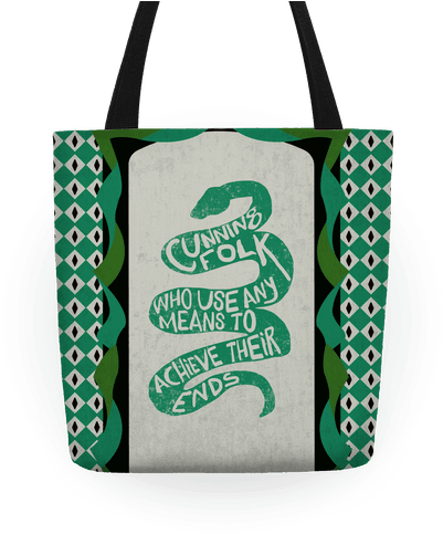 Cunning Folk Who Use Any Means To Achieve Their Ends - Slytherin Tote Bag (484x484), Png Download