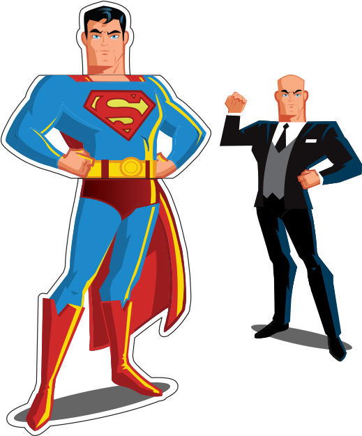 Superman / Lex Luthor Mix & Match - Cartoon (625x625), Png Download