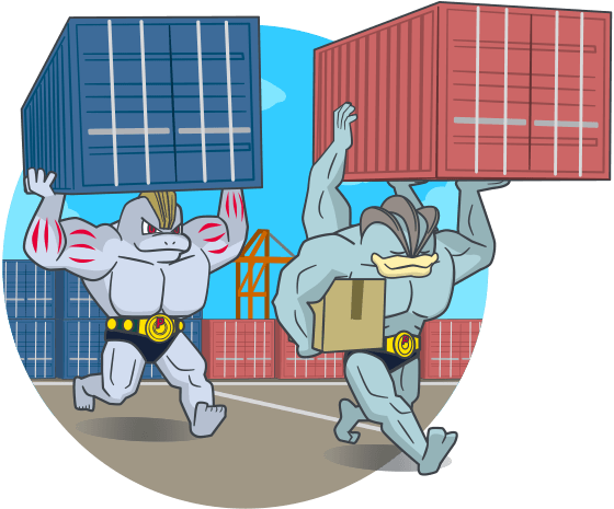 Machamps Are Favored Employees At Bodybuilding Gyms, - Machamp Moving (560x465), Png Download