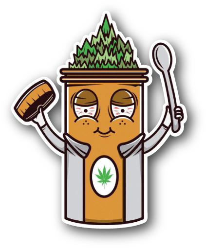 Nug Jar With Weed Vinyl Sticker - Cartoon (600x600), Png Download