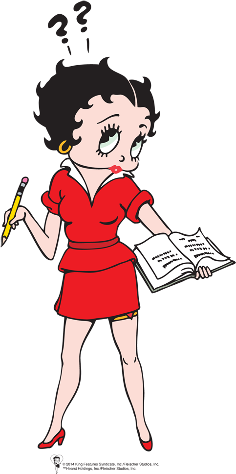 Betty Taking Notes - Betty Boop Working (500x999), Png Download
