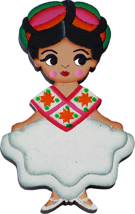 This Cute Wooden Magnet Is Based On The Regional Dress - Dibujos Huastecos (455x720), Png Download