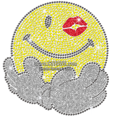 Cute Emoji Iron-on Rhinestud Glitter Transfer - Iron-on (450x450), Png Download