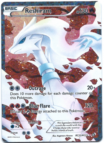 Reshiram Full Art Pokemon Card Bw Legendary Treasures (500x500), Png Download