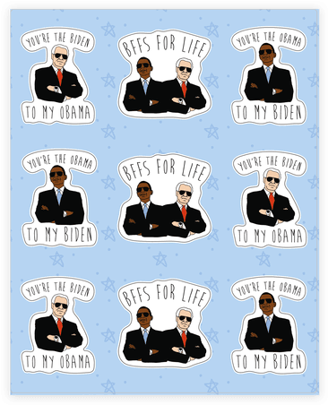 Obama And Biden Bffs Sticker Sheet Sticker/decal Sheet - Barack Obama (484x484), Png Download