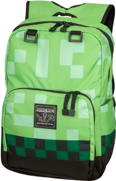 Creeper Backpack - Green Minecraft Back Pack (748x421), Png Download