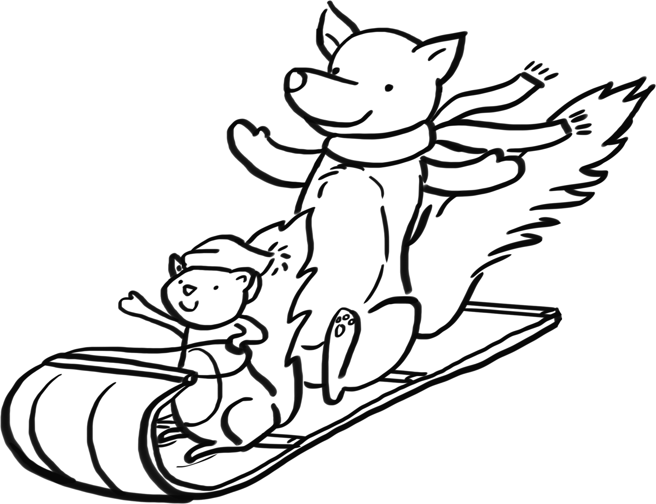 Animals On Sled - Sled (2400x2239), Png Download