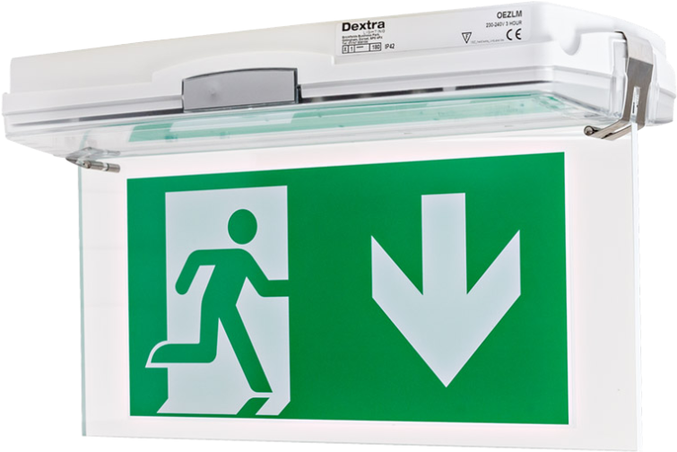 The Oez Luminaire Is A Surface Mounted Emergency Led - Fire Exit (1024x594), Png Download