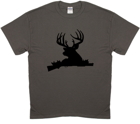 Shotgun Deer Silhouette Hunting T-shirt - Removable Elk Sticker Deer Wallpaper Art Decor Mural (480x429), Png Download