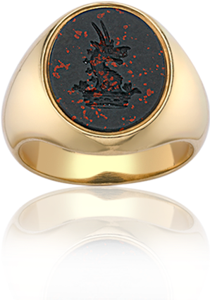 Blood Stone Gold Seal Engraved Signet Ring - Stone Engraved Signet Rings (600x600), Png Download