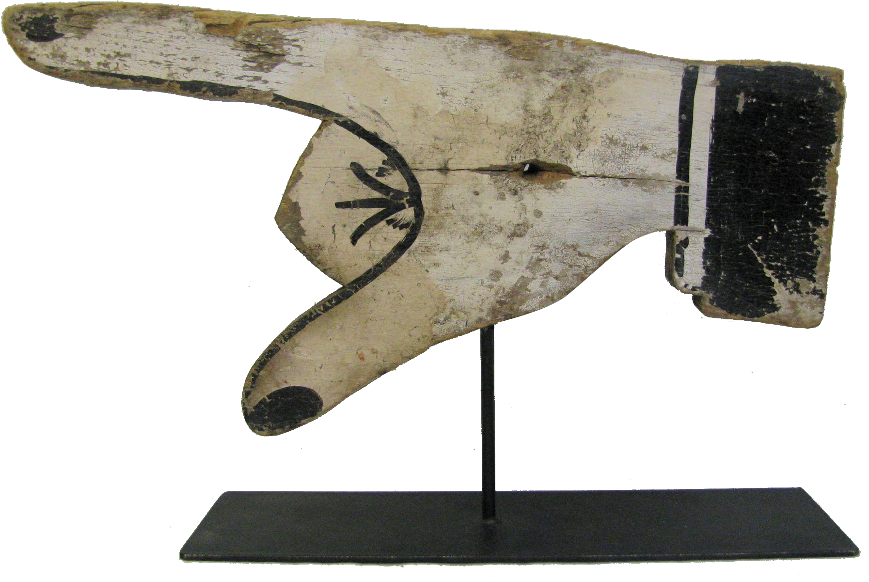 Antique Folk Art Painted Wooden Pointing Hand Sign - Folk Art (1792x1792), Png Download