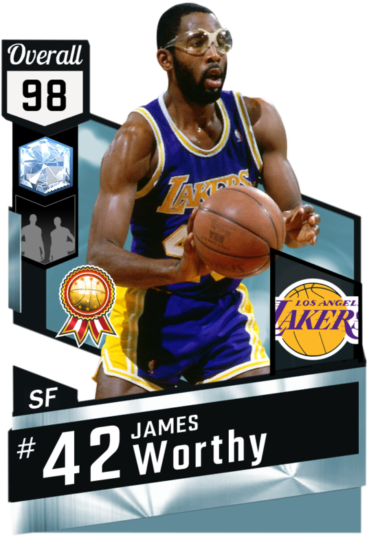 '91 James Worthy Diamond Card - Nba 2k 18 Player Card (325x475), Png Download