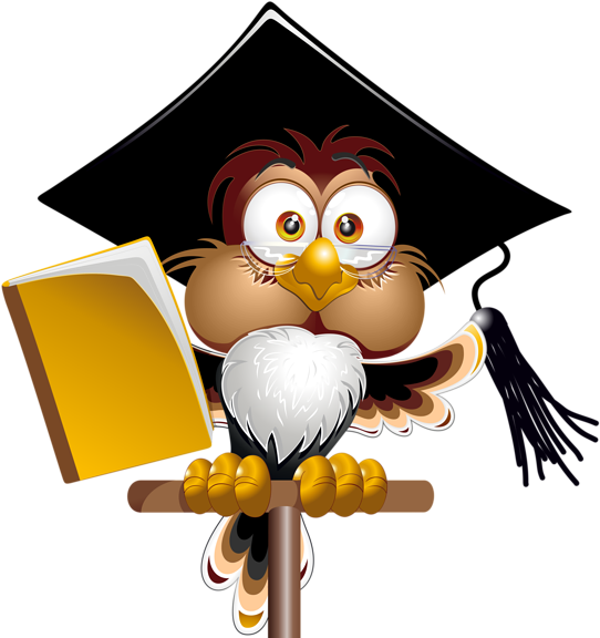 Owl With School Book Png Clipart Image - Teacher Cartoon (577x600), Png Download