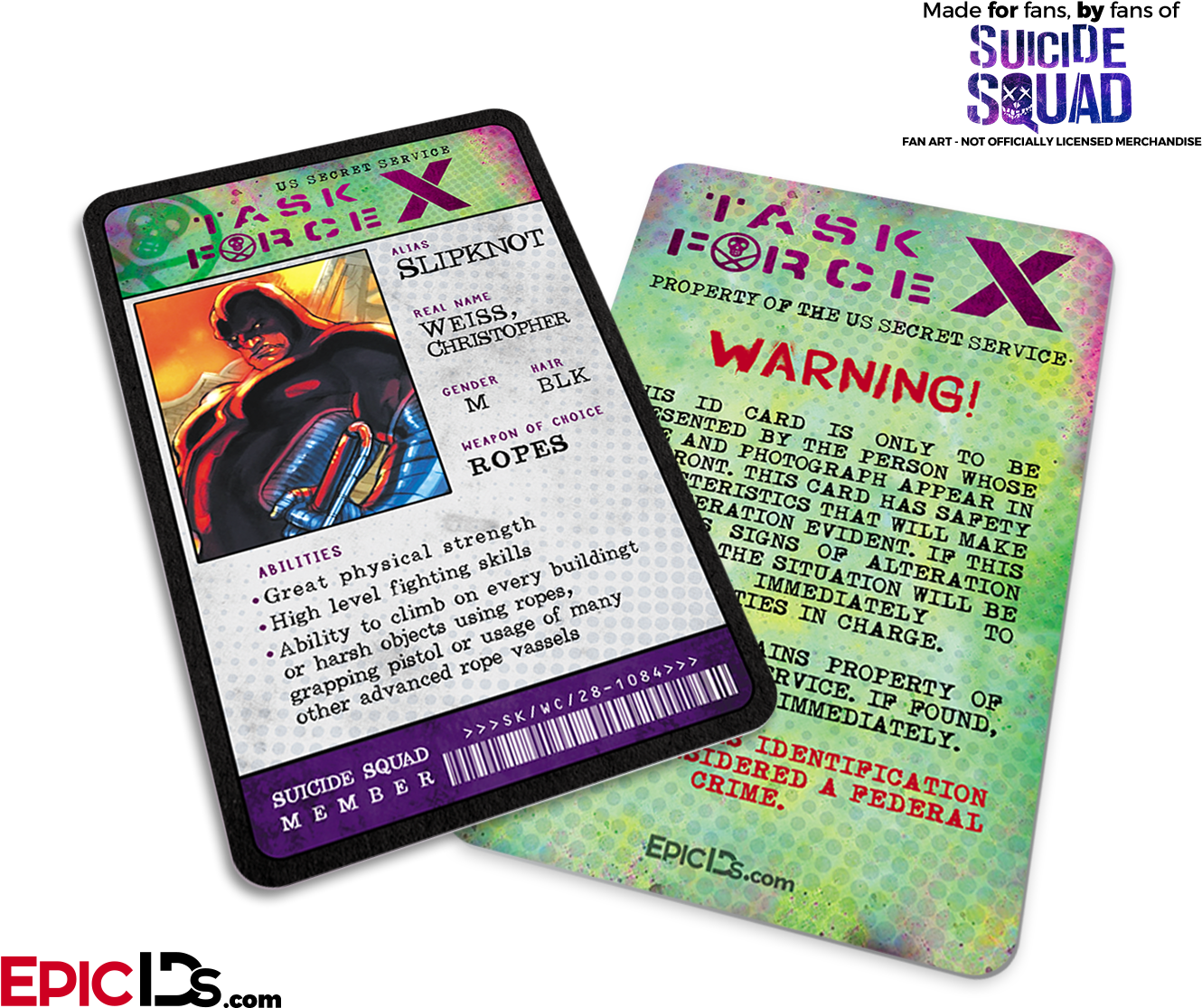 Task Force X 'suicide Squad' Classic Comic Id Card (1417x1181), Png Download