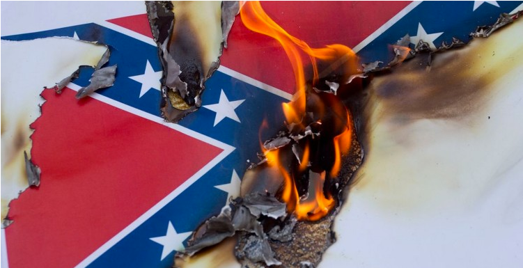 Burning Confederate Flag - Modern Display Of The Confederate Flag (1100x384), Png Download