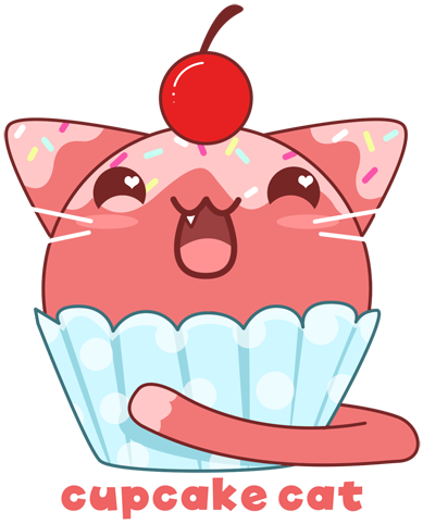 Kawaii Cupcake Cat (400x489), Png Download