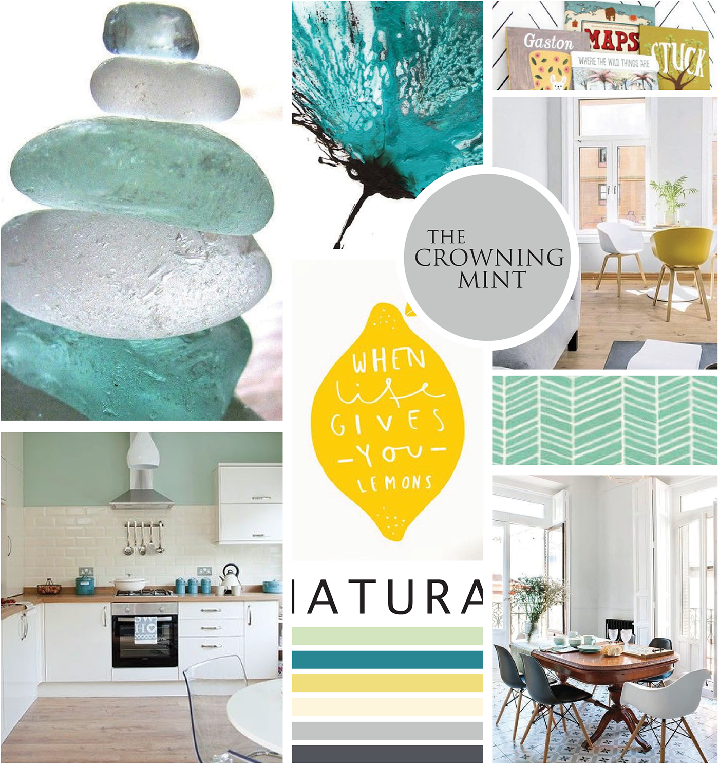 The Crowning Mint Styleboard - Hot Pink Herringbone Mouse Pad (1400x1486), Png Download