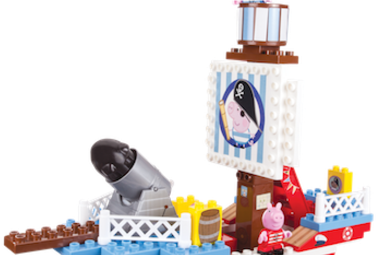 Peppaadds10151 - Jazwares Peppa Pig's Pirate Ship Construction Set (755x503), Png Download