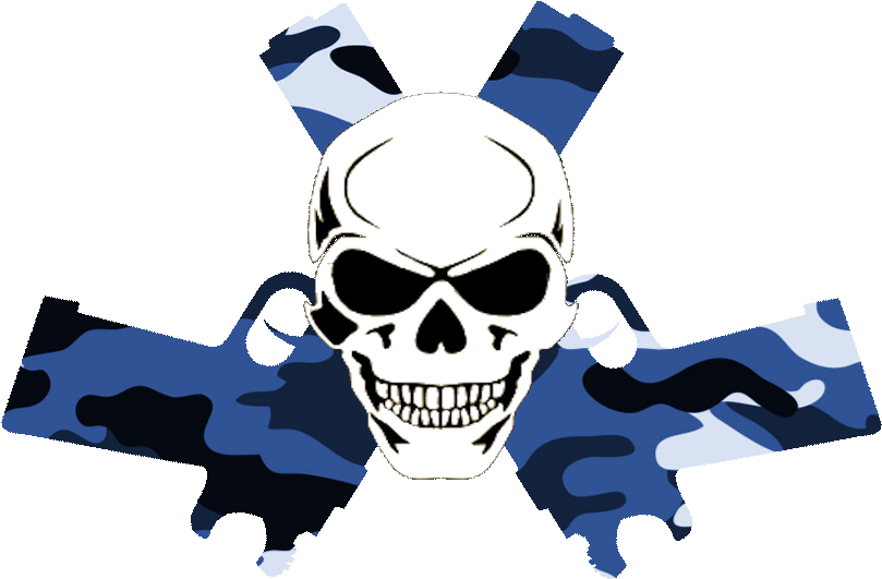 Skull In Guns Blue Camo Image - Blue Skull With Guns (829x564), Png Download