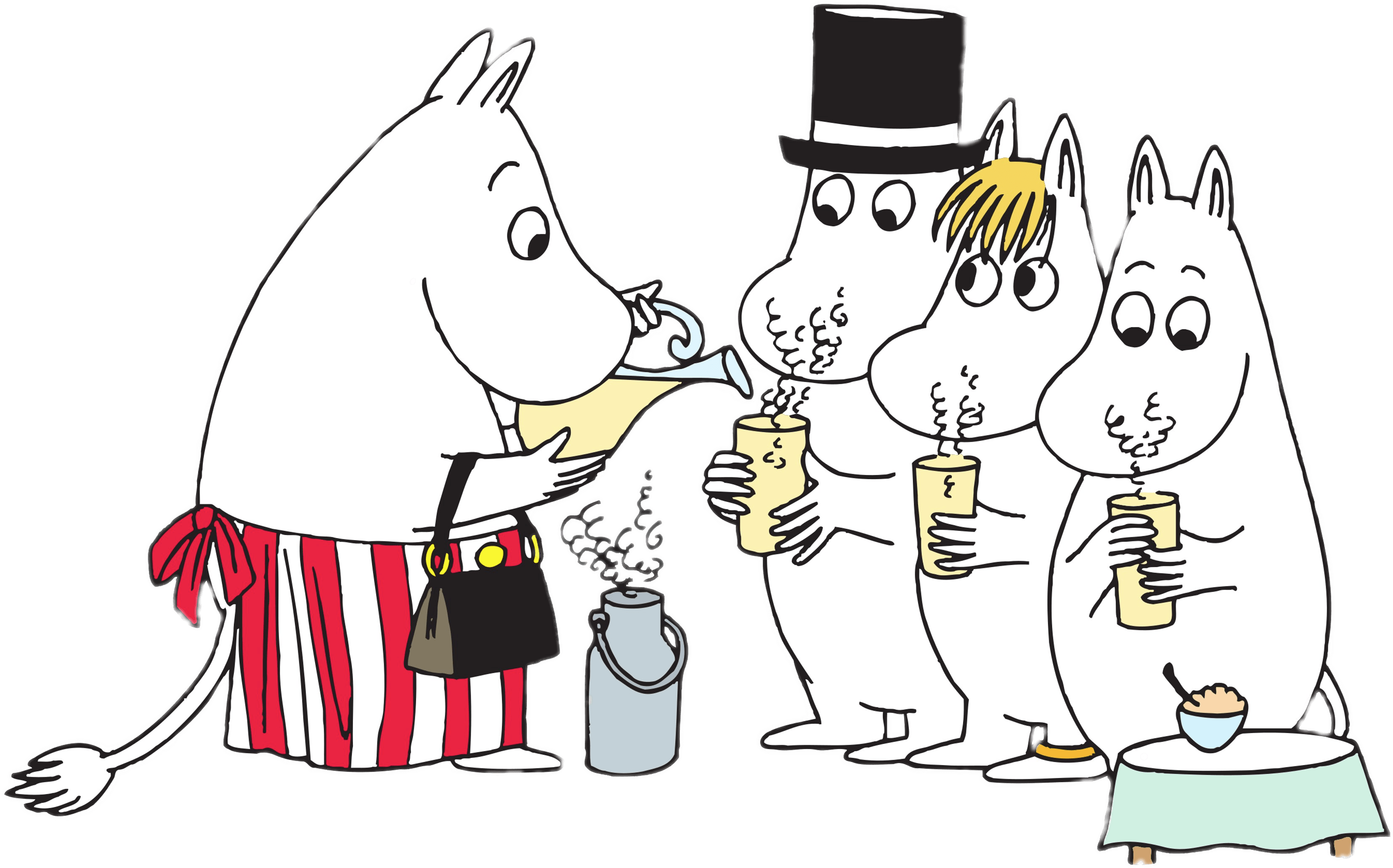 Moomin Family Drinking - Moomins Drinking (3508x2480), Png Download
