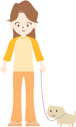 A Woman Walking A Dog / A Youth - Illustration (640x480), Png Download