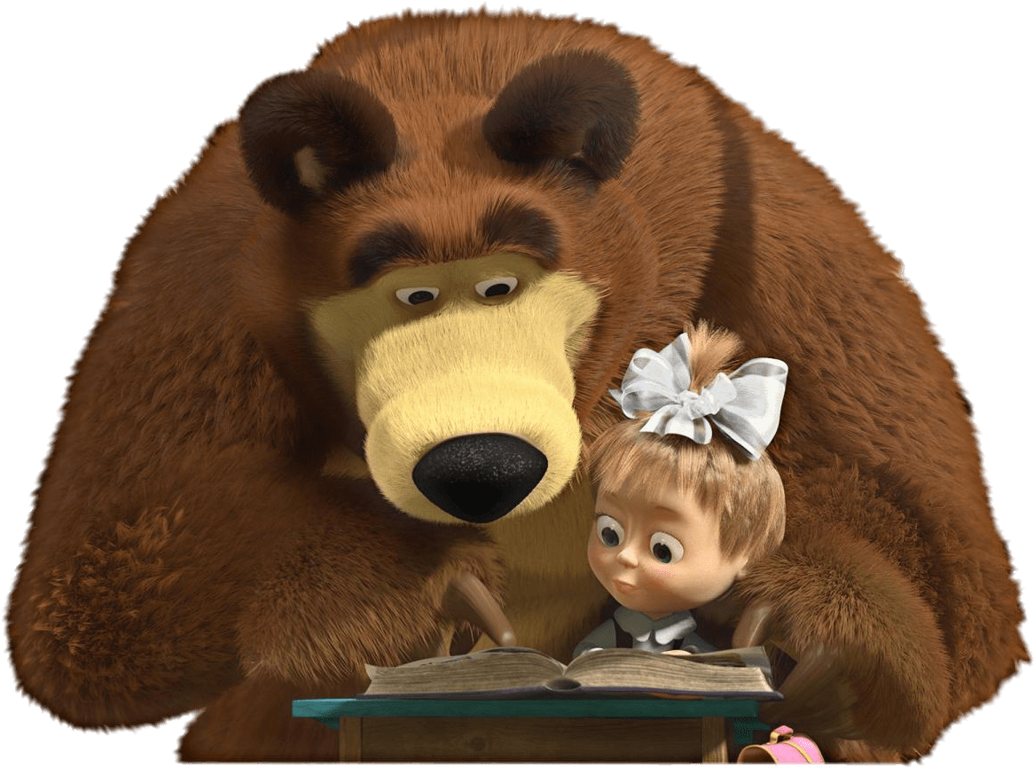 Descargar - Masha And The Bear Reading (1200x900), Png Download