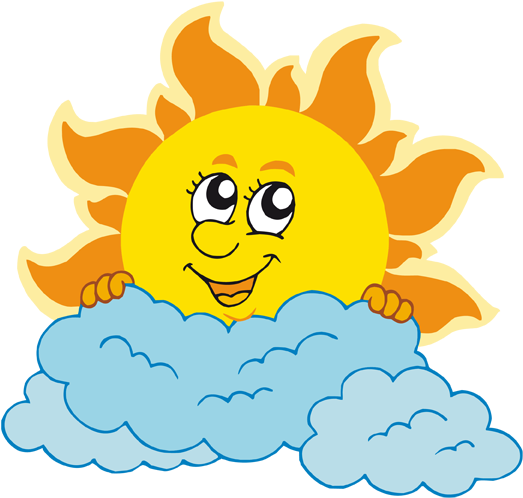 Sol Infantil Png Png Royalty Free Stock - Cartoon Sun And Clouds (530x500), Png Download