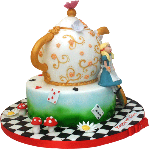 Disneys Alice In Wonderland - Alice In Wonderland Madhatter Cake (500x500), Png Download