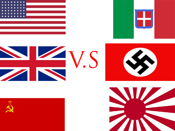 Allied Powers Vs Axis Powers In Ww2 - Ww2 Allies And Axis Flags (600x450), Png Download