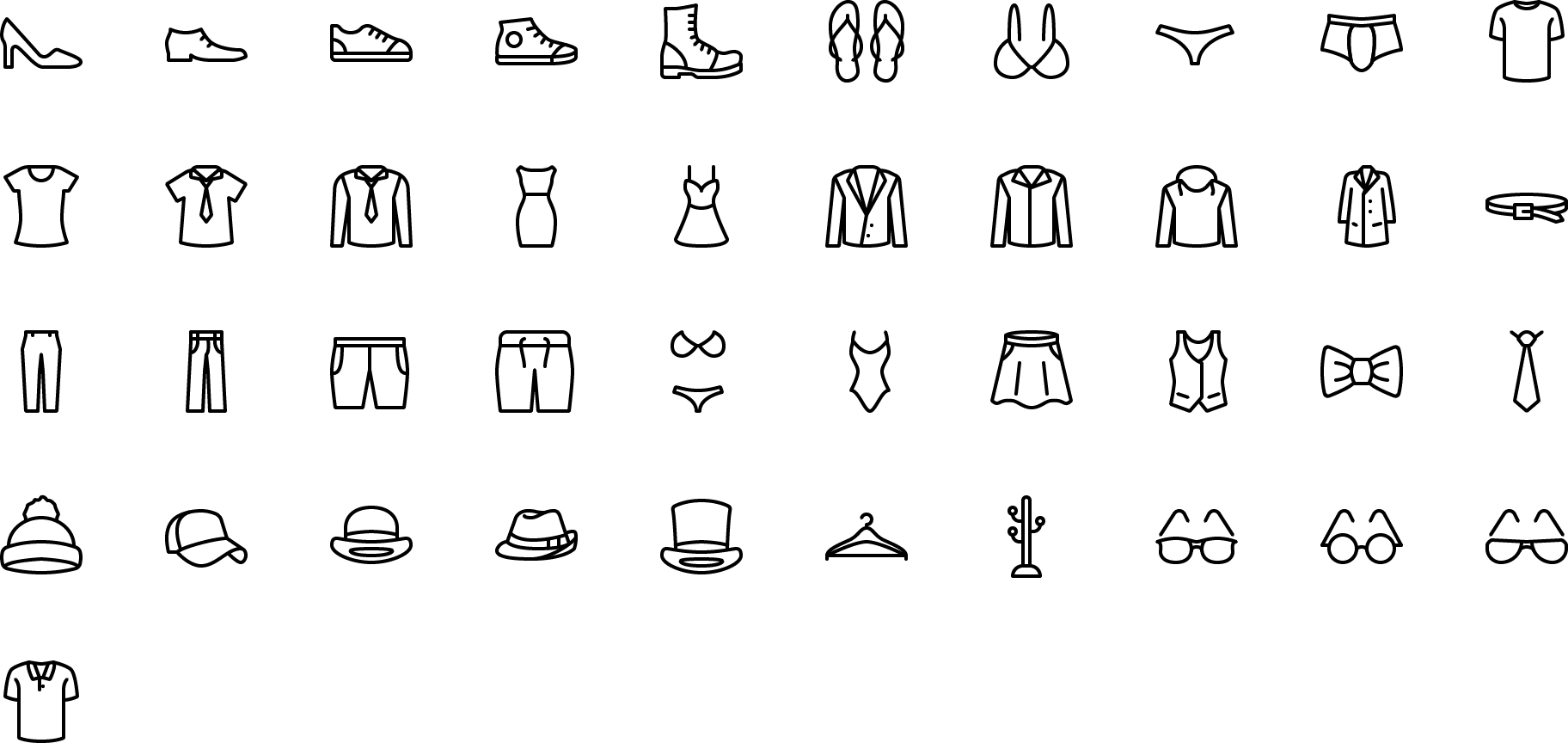 Icon Clothes And Accessories - Travel Clothes Icons (1824x864), Png Download