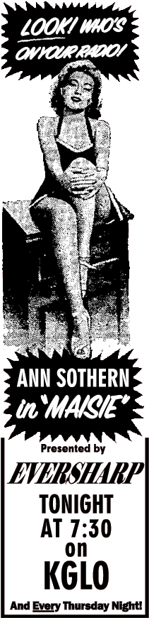 Eversharp's The Adventures Of Maisie Spot Ad From July - The Adventures Of Maisie (237x900), Png Download