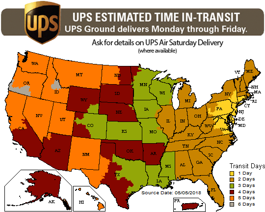 Ups Shipping Map V2 Ups Ground - 243 2434457 Shipping Png 
