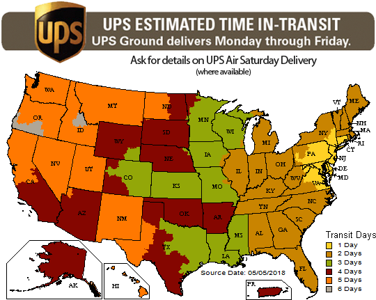 Ups Shipping Map V2 - Ups Ground Shipping Time (546x473), Png Download