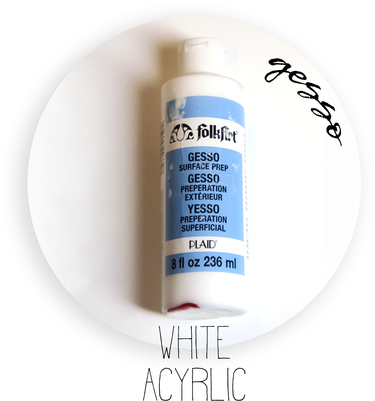 Acrylic White White-gesso - Circle (1800x1800), Png Download