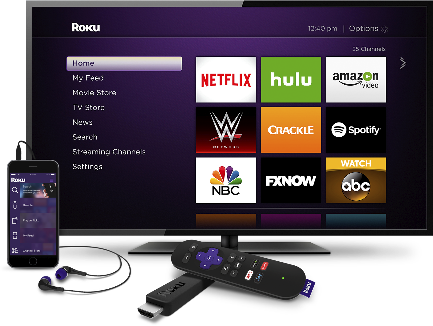 Roku Streaming Stick - 1080p - Wi-fi (600x463), Png Download