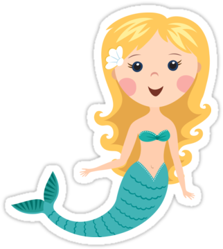 "cute Blond Cartoon Mermaid Stickers" Stickers By Mheadesign (375x360), Png Download